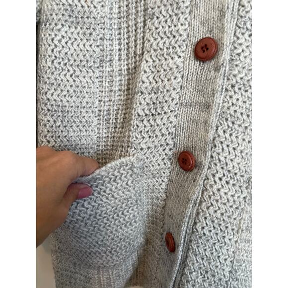 Sears Vintage Cardigan Sweater Wool Blend Gray Buttons Collar Pockets Small - Picture 4 of 7